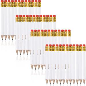 Zonon 48 Pieces Golf Pencils Mini Half Pencils with Eraser Short with Erasers Bulk Small for Kids HB Wedding Bridal School Office Writing Drawing Pocket(White)