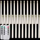 Tuanse 24 Pack Flameless Flicker Taper Candles Bulk with Remote and Timer, Battery Operated LED Warm White Taper Candles Light for Home Wedding Decoration Gifts (Beige,11 Inch)