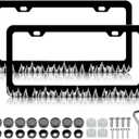 Forest Trees License Plate Frame - 2 PCS Silhouette of Forest Tree License Plate Holder, Rust-Proof Stainless Steel License Plate Cover Decoration with Screws Caps for Standard Us 12x6 Inch