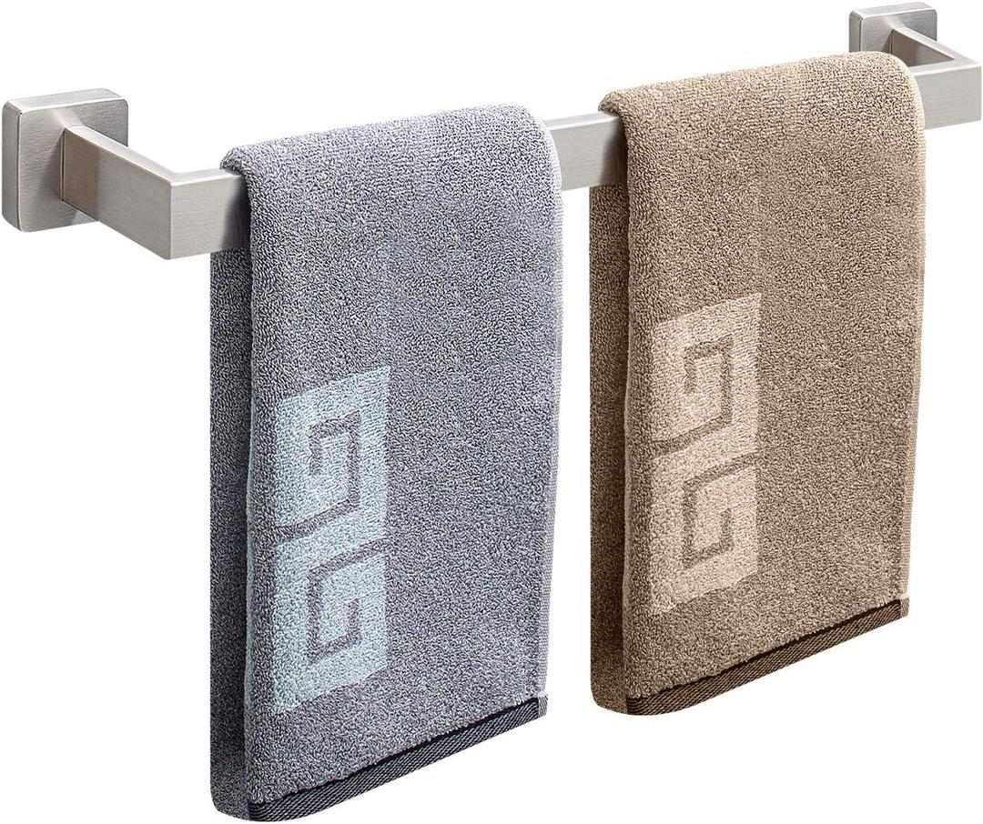 NearMoon Bathroom Towel Bar, Bath Accessories Premium Thicken Stainless Steel Square Shower Towel Rack for Bathroom, Towel Holder Wall Mounted (1 Pack, Brushed Nickel, 24 Inch)