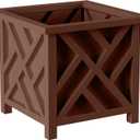 Pure Garden Lattice Design Outdoor Planter Box, Brown, 14.75” x 13”