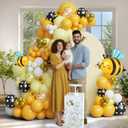 Bee Balloon Arch Kit, Black Yellow White Gold Balloon Garland with Bee Foil, Sunflower Decor for Bee Birthday, Baby Shower, Gender Reveal, Party Decorations