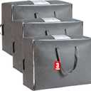 105L Extra Large Storage Bags for Blankets, King Comforters, Bedding, Clothes, Pillows, Sheets - Closet Organizers and Storage with 4 Handles & Clear Window, Foldable & Breathable (Grey, 3pack)