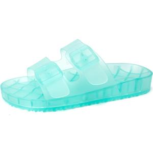 FUNKYMONKEY Women's Comfort Slides Double Buckle Adjustable EVA Flat Sandals (8)