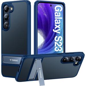 TORRAS MarsClimber Designed for Samsung Galaxy S23 Case 6.1'' [3 Stand Ways Kickstand] [8FT Military-Grade Drop Protection] Translucent Protective Slim Phone Cases for Samsung S23 Case 5G, Blue