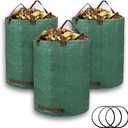 Reusable Yard Waste Bags, 3 Pack 72 Gallon Lawn Leaf Bags with Reinforced Carry Handles Heavy Duty Garden Waste Bags Camping Yard Recycling Trash Bags for Debris Leaves Grass (3-Pack 72 Gallon)