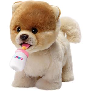 Electronic Walking Pomeranian Stuffed Dog Toy, Realistic Interactive Puppy Robot Pet Dog, Walking, Barking,Wagging Tail & Talking,Present Pet Gifts for 3+ Year Boys Girls (Medium, Bomei)