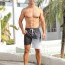 westwolf Men's Swim Trunks with Compression Liner 9" Quick Dry Board Shorts (Gray, L)
