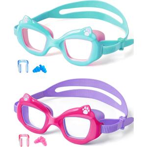 EverSport Kids Swim Goggles 2 Pack, Anti-Fog, Leakproof, Anti-UV, Wide View, No-Pull Strap, Ages 3-14, Boys Girls & Toddler