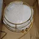 Livabber Countertop Fruit Basket Bowl with Banana Hanger, Modern Standing Fruit Vegetable Bowl Storage, with Banana Tree Holder for Kitchen Dinning Table (Round Marble, Gold)