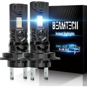BEAMTECH H7 Light Bulb, No Adapter Need High Speed Fan 6500K Xenon White H7 Bulbs or Fog Lights Pack of 2