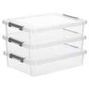 Citylife 3 PCS Plastic Storage Bins with Latching Lids Portable Project Case Clear File Box Stackable Storage Containers for Organizing A4 Paper, Photo, Document, Scrapbook