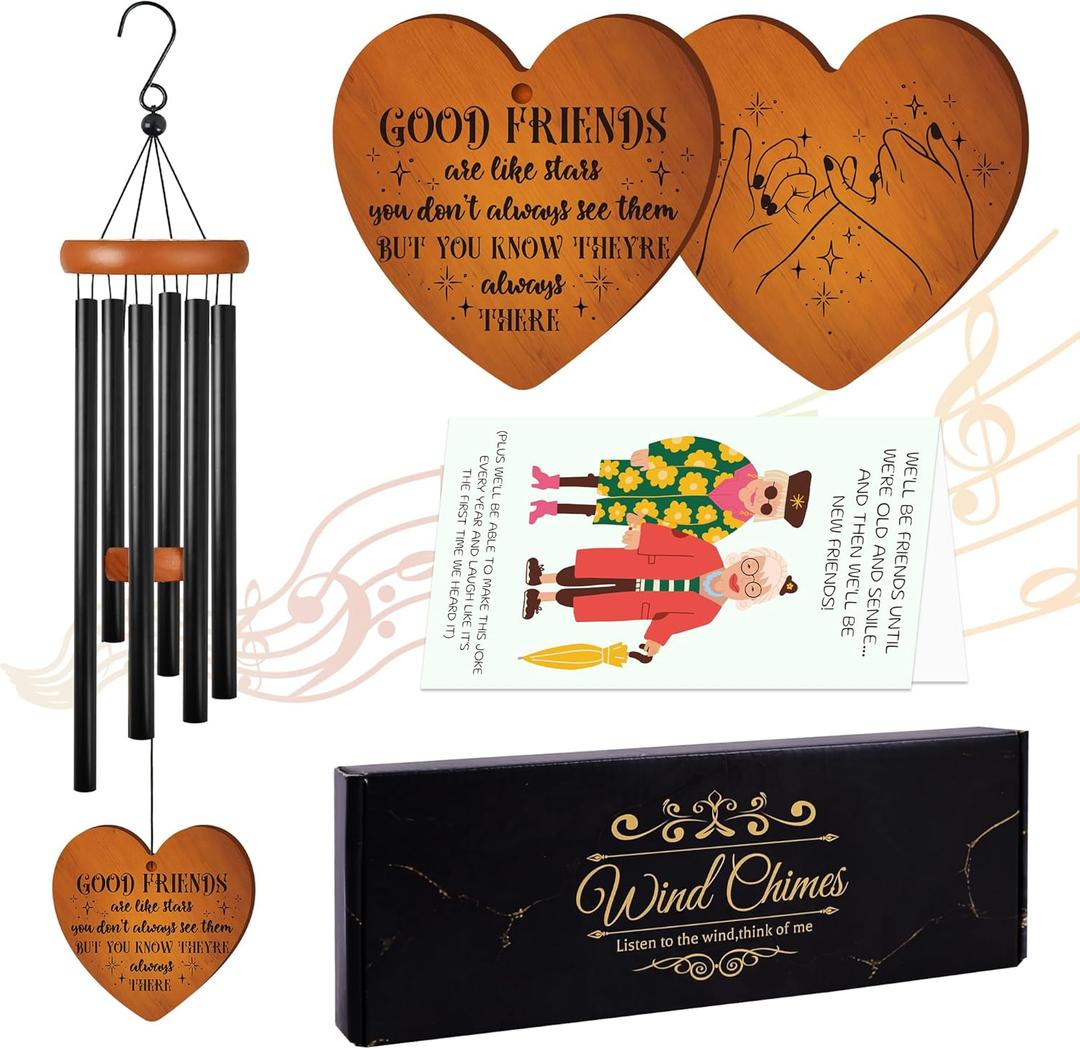 Best Friend Birthday Gifts for Women, Good Friend Wind Chimes, Friendship Gifts for Bestfriend, Bestie, Soul Sister, BFF Friendship Windchimes for Birthday, Thanksgving, Christmas, Friendsgiving