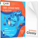 Printable Vinyl Sticker Paper - Waterproof Decal Paper for Inkjet Printer - 50 Self-Adhesive Sheets - Glossy White - Standard Letter Size 8.5"x11"