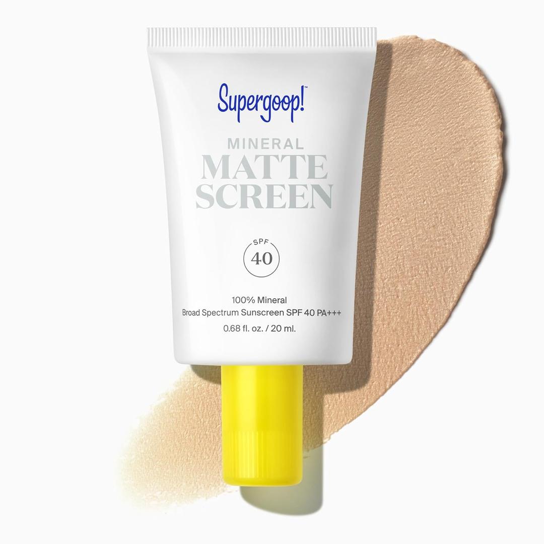 Supergoop! Mineral Mattescreen (SPF 40) - 20 mL - Mineral, Oil-Free Broad Spectrum Sunscreen - Smooths Skins Appearance, Minimizes Pores & Controls Shine - Water & Sweat Resistant