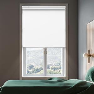 GENIMO 100% Blackout Roller Window Shades, Window Blinds Cordless with Thermal Insulated, UV Protection Fabric, Mini French Door Blinds for Home, Office, Bedroom, Easy to Install, White, 28" W X 75" H