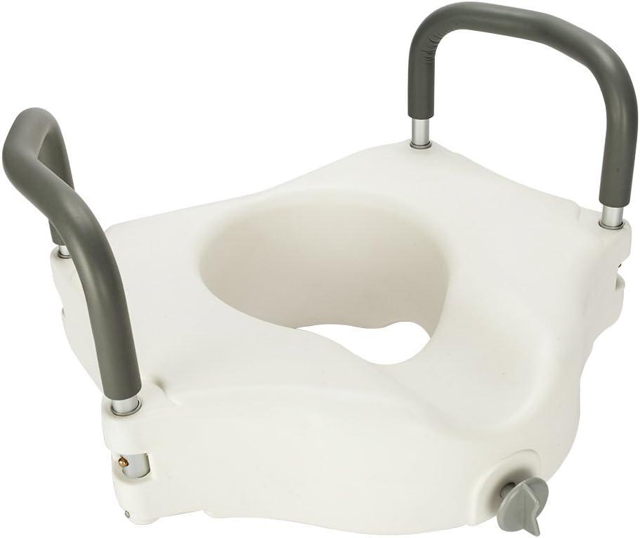 Little-Tomato Raised Height Toilet Seat, Portable Medical Elevated Riser with Padded Handles - Toilet Seat Lifter for Bathroom Safety - Assists Disabled, Elderly or Handicapp (Toilet Seat with Handle)