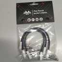 Flat Low Profile Guitar Patch Cable 8 inch for Effects Pedals, S-Shape, 1/4 inch Right-Angle, White, 3-Pack