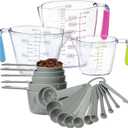 20-Piece Measuring Cups and Spoons Set, Nesting Plastic Measuring Cups Spoons, Plastic Measuring Cup with OZ & Cup Scale for Dry and Liquid Ingredients, Kitchen Cooking Baking, Essential Kitchen Tools