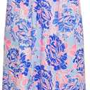 GRACE KARIN Women Strapless Dress Casual Loose Ruched Long Maxi Dress with Pockets, Small, Blue Floral