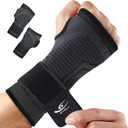 HiRui 2-Pack Wrist Brace Wrist Wraps, Hand Compression Sleeves with Wrist Straps Support for Fitness Weightlifting MTB Tendonitis Carpal Tunnel Arthritis Pain Relief (Black, Medium) (Medium (Pack of 2))