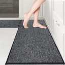 PURRUGS Machine Washable Kitchen Rug Set [2 PCS] (17" x 30"+ 17" x 48"), Non-Slip/Skid Kitchen Runner Rugs & Floor Mats, Super Absorbent Soft Area Rugs for Sink, Kitchen & Laundry, Charcoal