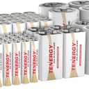 Tenergy 60 Pack Alkaline Batteries, 24 Pack AA Batteries, 24 Pack AAA Batteries, 4 Pack C Size, 4 Pack D Size, and 4 Pack 9V Size Batteries for Household Electronics