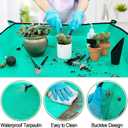 44 pcs Succulent Tool Set - 39.4" Indoor Plant Repotting Mat and 19 Pcs Mini Gardening Hand Tools Bag, Garden Plants Transplanting Supplies for Women Gardener Gifts Outdoor, Green