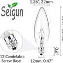 60 Watt Clear Candelabra Base (E12) 110V_120V,Flame Shaped Incandescent Chandelier Light Bulbs,Dimmable, Warm White (6)
