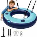 SereneLife 36” Inflatable Tire Swing with Hang Kit, 600lbs Capacity Heavy Duty Tire Swing with UV and Puncture Resistance, 360 Swivel, Hand Pump, Adjustable Ropes, Carry Bag, Hangs on Trees and Posts