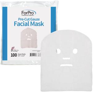 ForPro Professional Collection Precut Gauze Facial Mask, 100% Cotton Gauze, for High Frequency Facial Treatments and Masks, 100-Count (100 Count (Pack of 1))