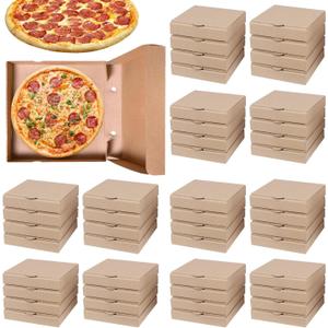 RHBLME 30 Pack Pizza Boxes, 7.3 x 7.3 x 1.6 Inch Small Pizza Boxes Corrugated Cardboard Pizza Box, Reusable Kraft Pizza Box Bulk Takeaway Packaging Boxes, Keeps Pizza Cake Cookies Fresh