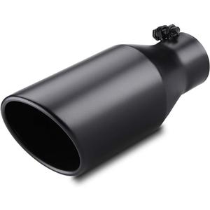 LCGP 3" Inlet Exhaust tip 5" Outlet 12" Overall Length, 3x5x12inch, Stainless Steel, Black Powder Coated Exhaust Tailpipe