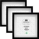10x10Inch Square Black Photo Frame Set Of 3, 25.5 x25.5cm picture frame with mount for 8×8''/20x20cm Garllery Picture Frame, 8x8'' frame For Wallmounted & Desk Top