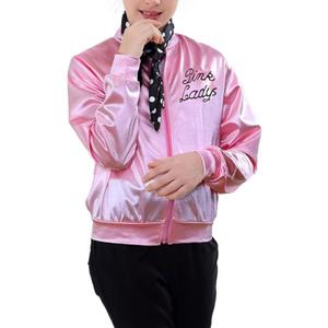 Child Girls Pink Satin Ladys Jacket 50S Pink Satin Jacket Halloween Costumes Little Girls' Coat Size 6-14