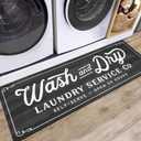 KOZYFLY Laundry Room Rug Runner 20"x48" Non Slip Kitchen Rugs Washable Laundry Room Mat Waterproof Mudroom Floor Carpet Runner Farmhouse Decor, 1.7x4ft, Dark Grey, Wash and Dry