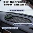 2 PCS Multifunctional Car Anti-Slip Mat, Anti Slip Mat for Car Dashboard | Including Temporary Parking Number & 360° Rotatable Phone Holder, Organizer Pad for Phones, Keys, Sunglasses(Black, Grey)