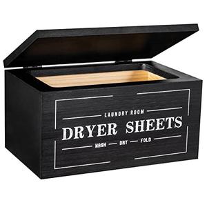 Cute Dryer Sheet Holder with Lid - Rustic Farmhouse Dispenser Laundry Room Decor Accessories, Container Fabric Softener for Organization/Storage, Black