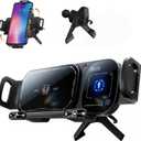 Wireless Charging Rotating Car Mount, High Intelligent 2 in 1 Auto Rotating Phone Holder, One-Click Rotation & Clamping,Car Charger Fast Charging,Universal Phone Holder for Smartphone/Pad (Black)