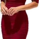 PRETTYGARDEN Summer Off The Shoulder Ruched Bodycon Dresses Sleeveless Sexy Party Club Midi Dress (Medium, Wine Red)