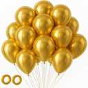 Voircoloria 105pcs Metallic Gold Balloons 12inch Party Latex Balloons for Birthday Graduation Baby Shower Wedding Anniversary New Year Party Decorations
