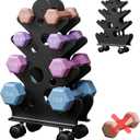 Dumbbell Rack Stand Only(Dumbbells Not Included) - Dumbbell Storage Rack with/without Wheels, Space Saver for Home Gym. (4 Tier - Pulley)