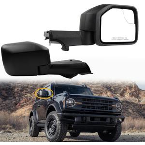 Dasbecan Passenger Side View Mirror Compatible With 2021-2024 Ford Bronco Right Side Door Mirror w/Manual Folding Power Heated Blind Spot Glass Black Texture Cover 5pins