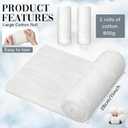 VitalCozy 2 Pack White Cotton Roll Non-sterile Cotton for Wound Care Absorbent Soft Cotton Rolled Multipurpose Cotton Use for Cosmetic Application and Product Removal