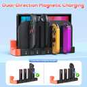 2 x [Switch 2/1 Controller Charger Dock] for Nintendo Switch 2 2025 for Joycons | 8 in 1 Portable Fast Charging Station Accessories, Dual-Direction Magnetic Stand with LED Indicator & Extra USB 2.0 Port