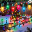 SOTOPOO 38 Feet C9 Christmas Pathway Lights Outdoor Walkway Lights with 25 Pack Multicolor C9 Stake Light Waterproof for Christmas Outdoor Decorations for Garden Landscape Yard Path Sideway, 7W