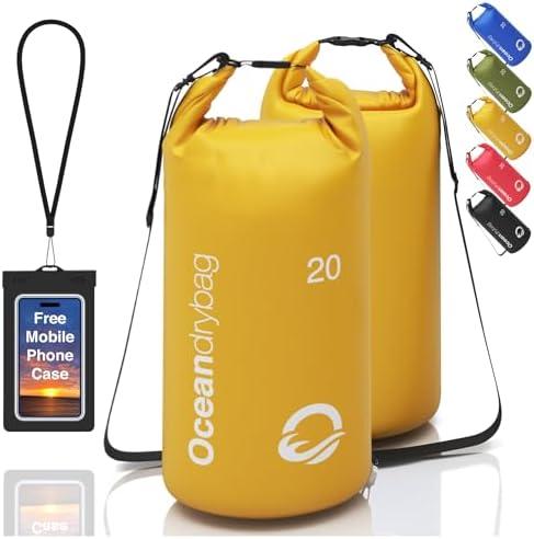 Oceandrybag - Waterproof Dry Bag Backpack - Floating Dry Sack Portable for Kayaking, Beach, Rafting, Boating, Hiking, Camping, Fishing with Waterproof Phone Case, 20l