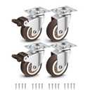 Nefish 2 Inch Swivel Caster Wheels for Furniture Rubber Casters Set of 4 Heavy Duty of 600 Lbs No Noise Locking Plate Castors for Cabinet, Table, Workbench (2 with Brake and 2 Without)