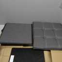 YOUDENOVA 15 inches Storage Ottoman Cube, Foldable Storage Boxes, Padded Seat for Dorm Living Room, Support 300lbs, Line Fabric Grey