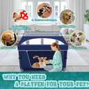 XVISHX 42x42 Inch Puppy Playpen with Cover, Dog Playpen for Puppies or Small Dogs, Pet Fence for Indoor & Outdoor, Sturdy Safety DogPen with Thickened Fabric, High-Strength Nylon Wire Mesh, Blue